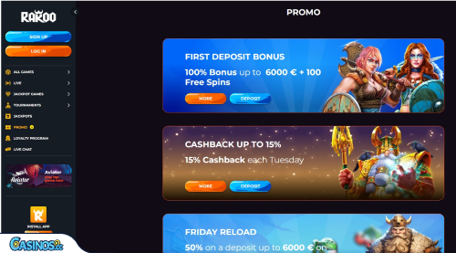 Rakoo casino Bonuses