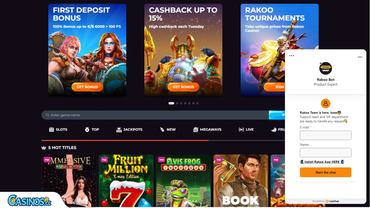 Rakoo casino Support