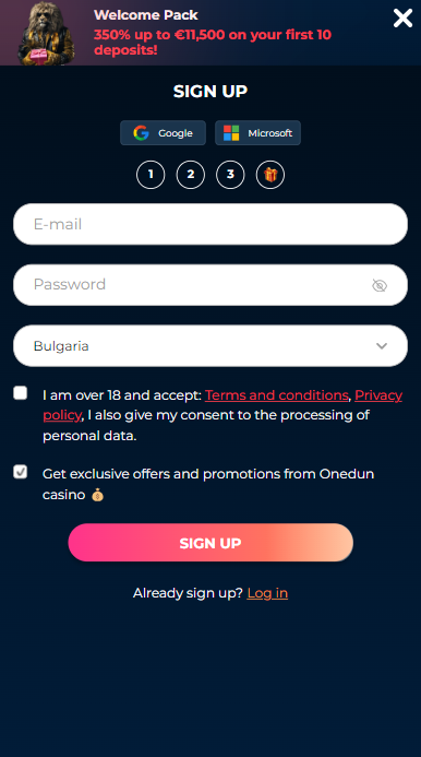 Onedun Casino Sign up