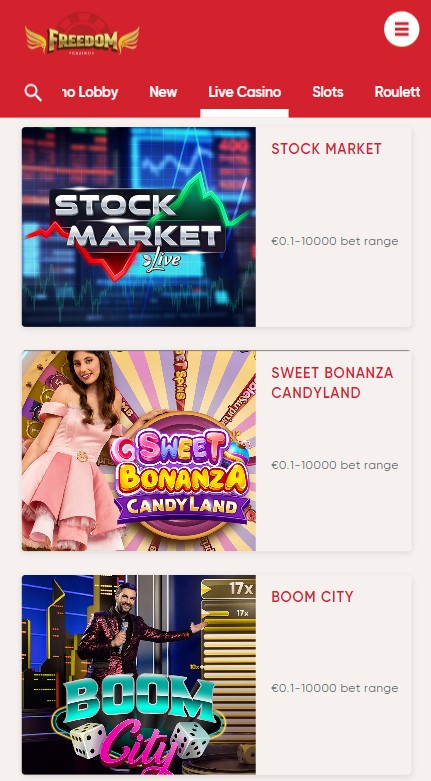 Freedom Casino Live Games