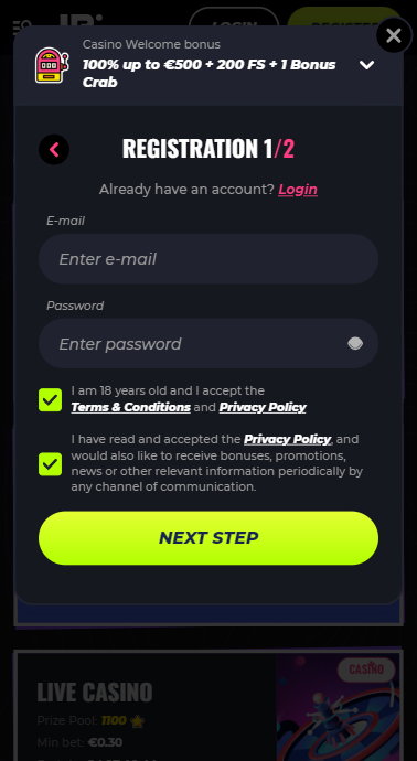 LunuBet Casino Sign up