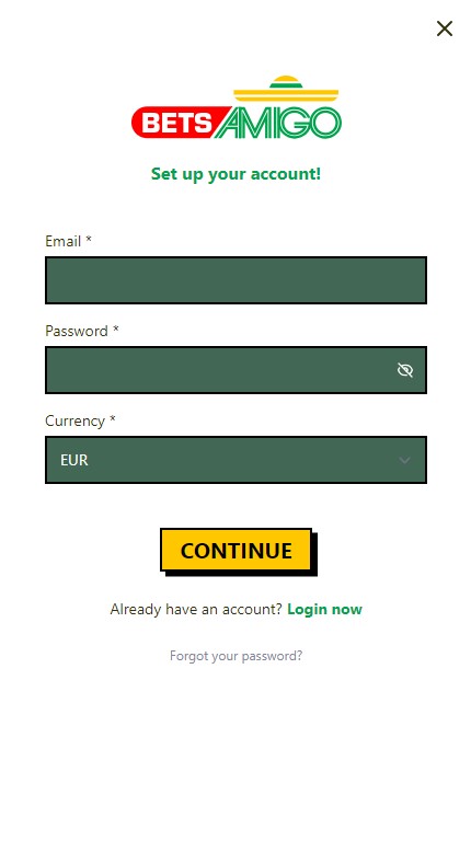 Sign Up at BetsAmigo Casino
