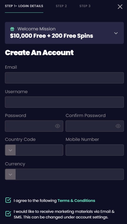 Stellar Spins Casino Sign Up