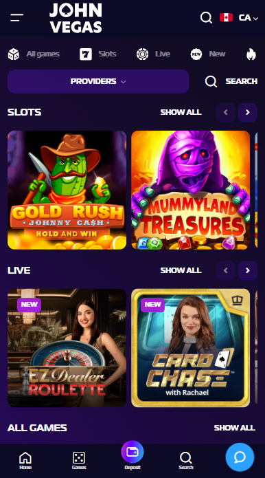 JohnVegas Casino Lobby