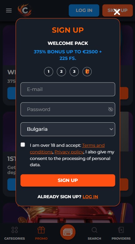 Sign Up at Cusco Casino