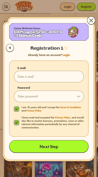 Vinyl Casino Sign up