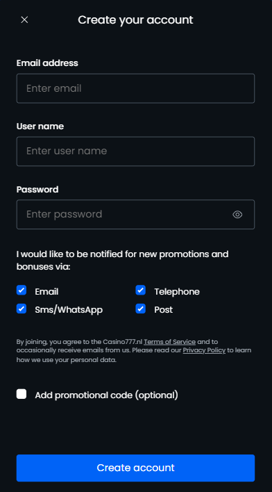 Casino777 sign up