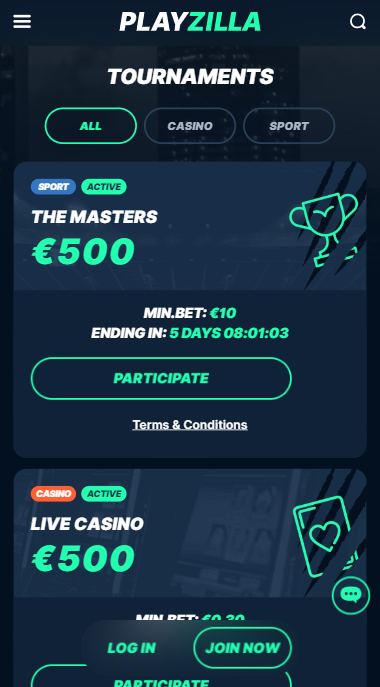 PlayZilla Casino tournaments