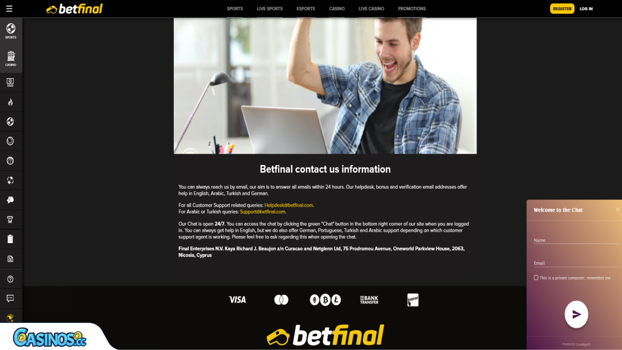 Betfinal Casino Support