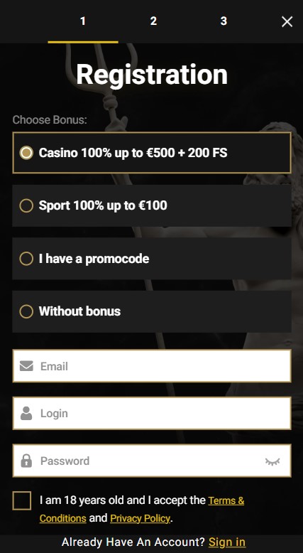 Casinoly Casino Sign Up