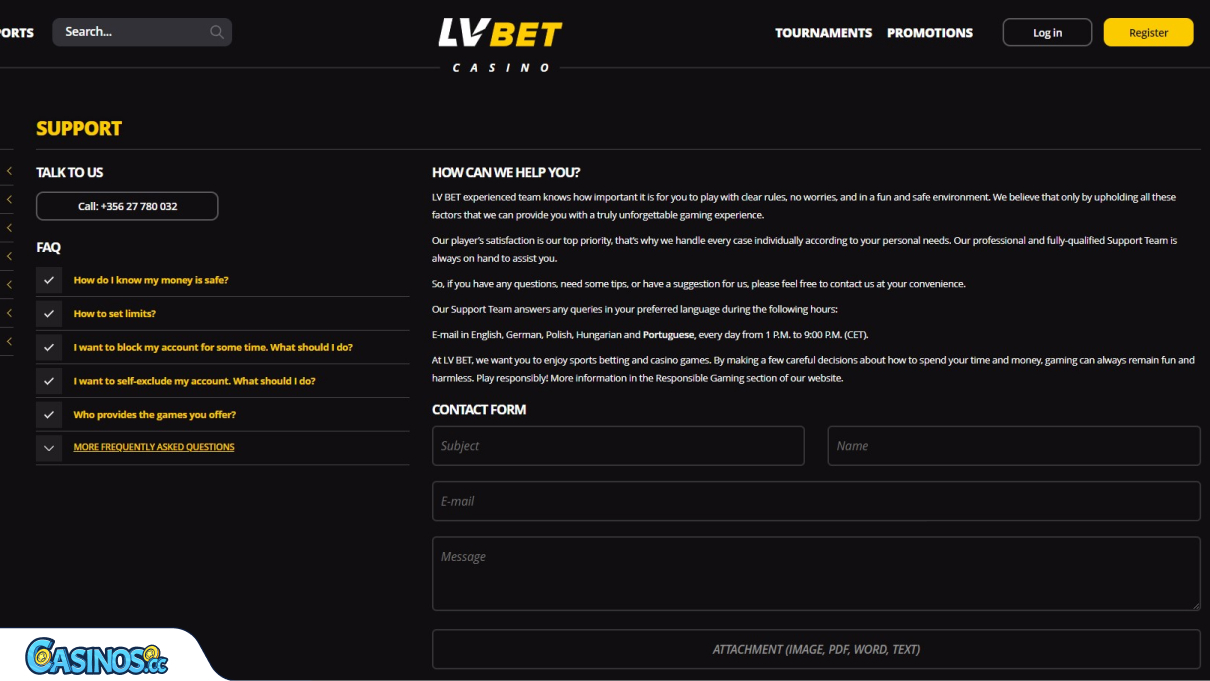 LVBet casino Support
