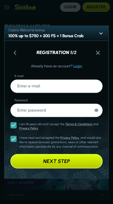 Slotexo Casino Sign up