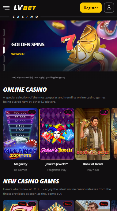 LVBet Casino Lobby