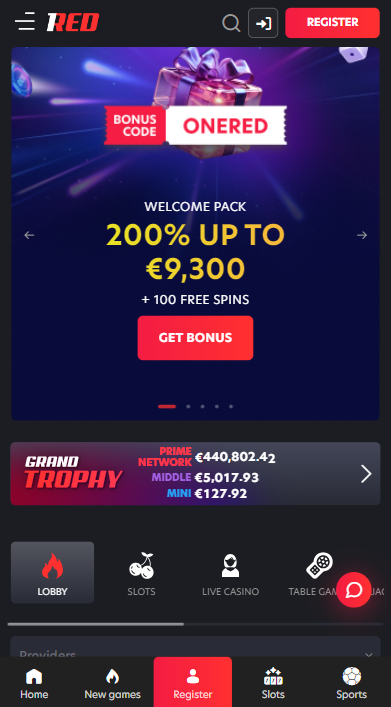1Red Casino lobby