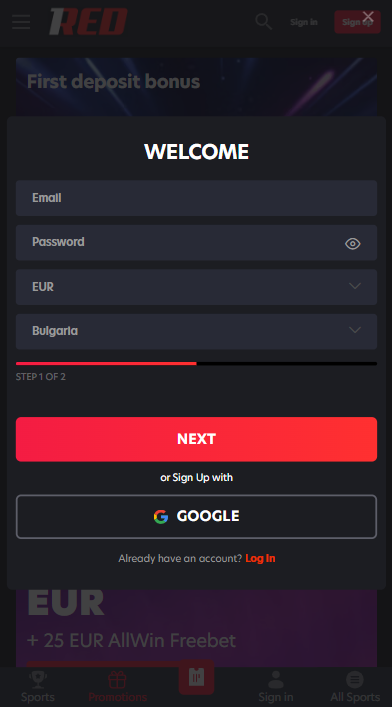 1Red Casino sign up