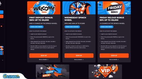 Spinch casino Bonuses