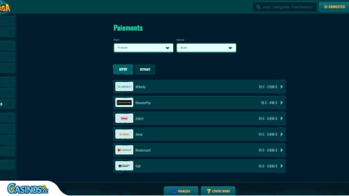 Dépôts et retraits au Casino Spinanga