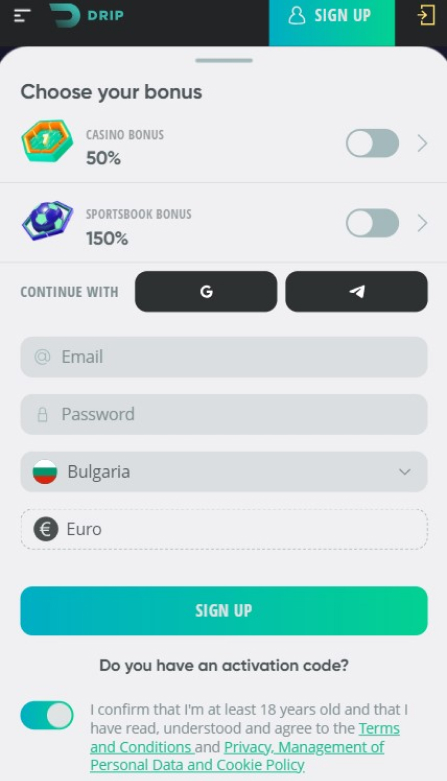 Drip Casino Sign Up
