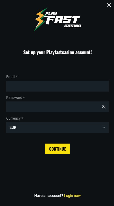 PlayFast Casino Sign Up