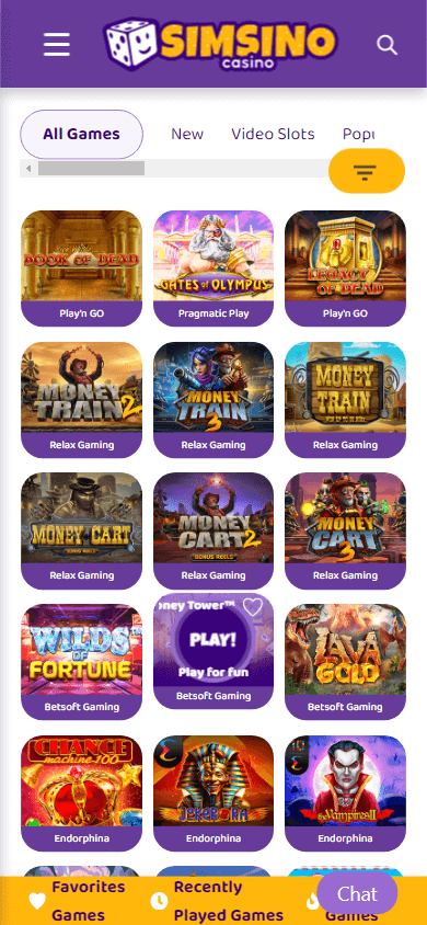 Simsino Casino Games