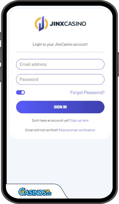 Jinx Casino Inloggen vanaf Mobiel