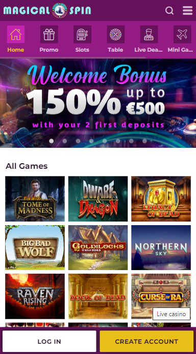 MagicalSpin Casino Lobby