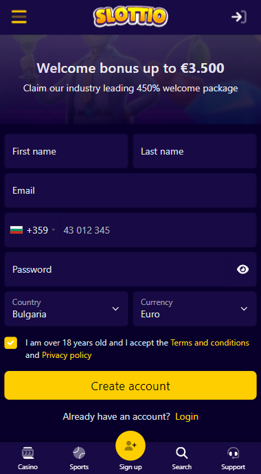 Slottio Casino Sign Up