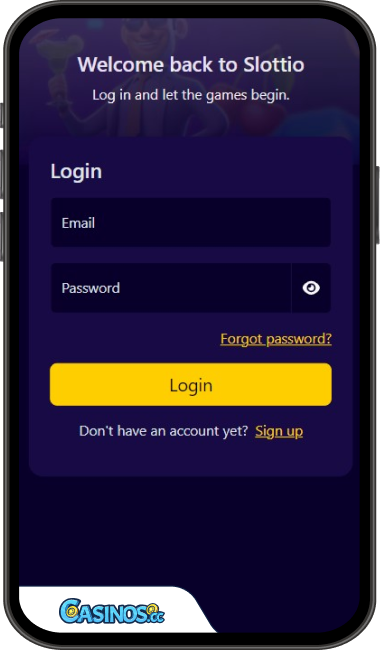 Slottio Casino Login from Mobile