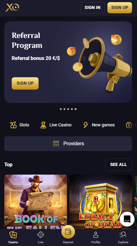 RollXO Casino Lobby