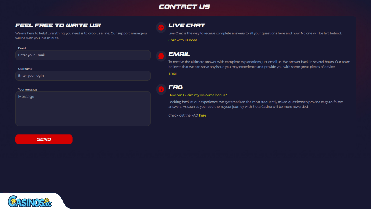 Slota Casino Support