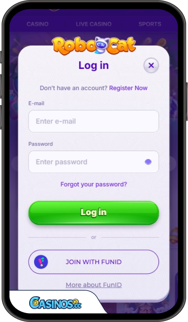 Robocat Casino Login from Mobile
