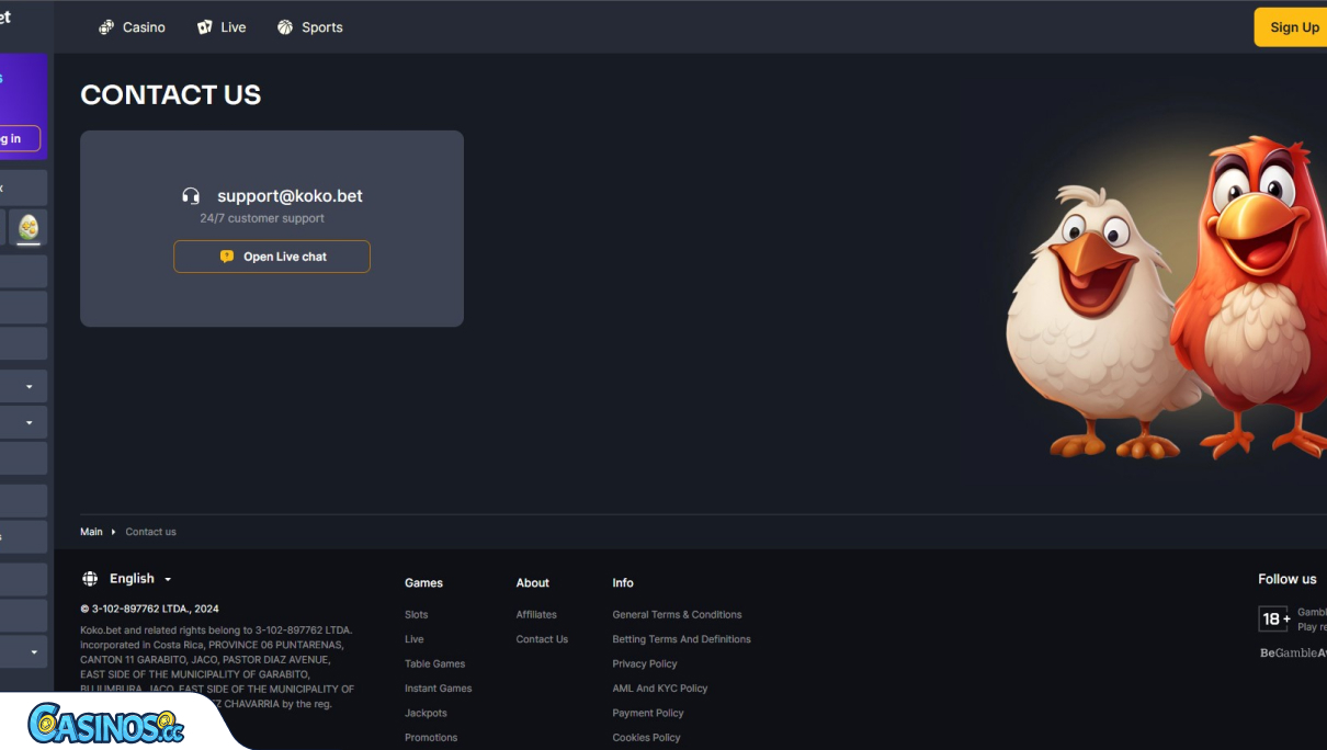 KokoBet Casino Support