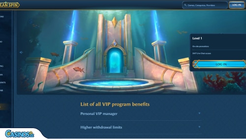 Oceanspin Casino VIP program