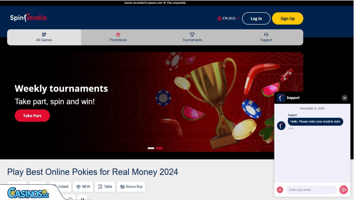 Spinstralia Casino Support
