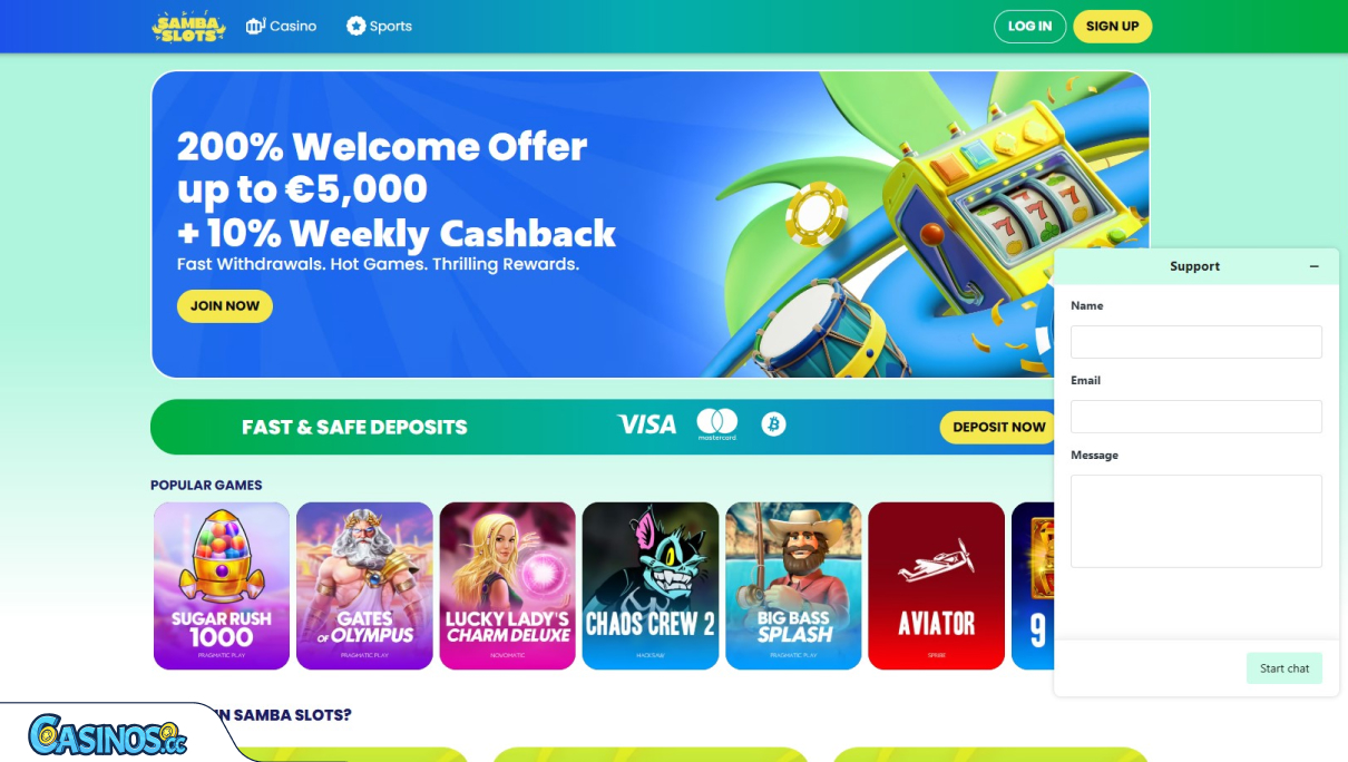 Samba Slots Casino Support