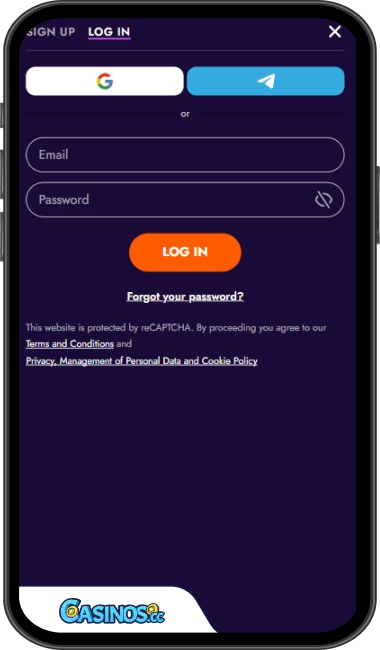 Casinozer login vanaf mobiel device
