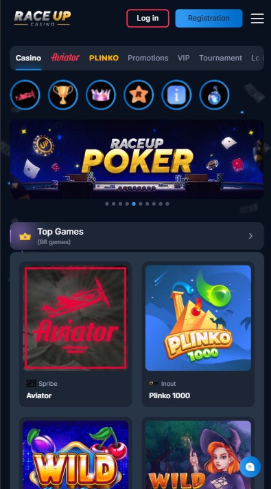 RaceUp Casino Lobby