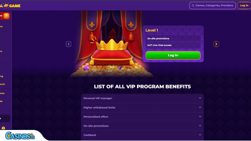 RoyalGame Casino VIP program