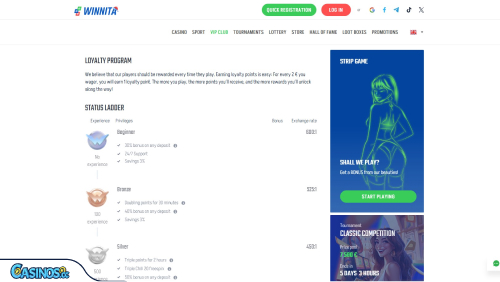 Winnita Casino VIP program