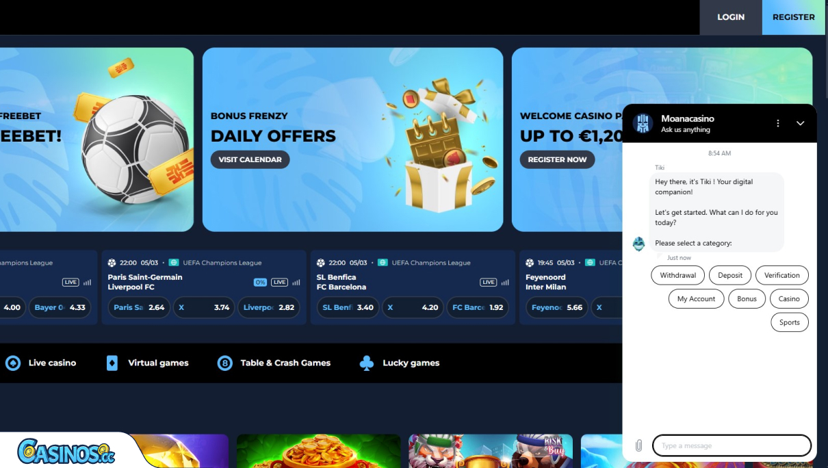 Moana Casino Support