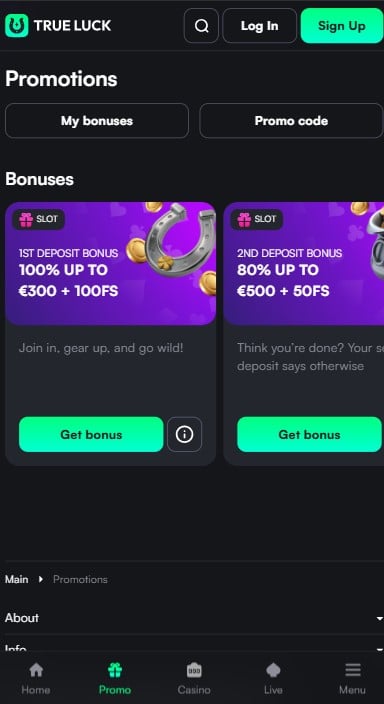 TrueLuck Casino Bonuses