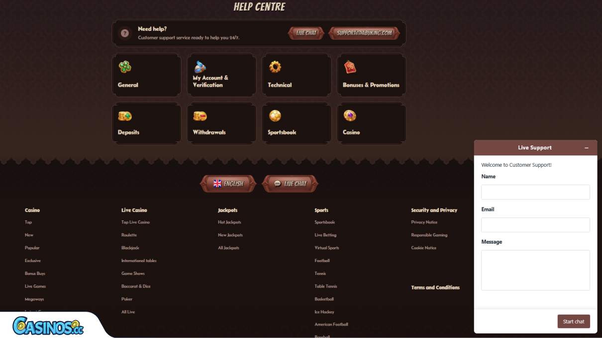 AbuKing Casino Support