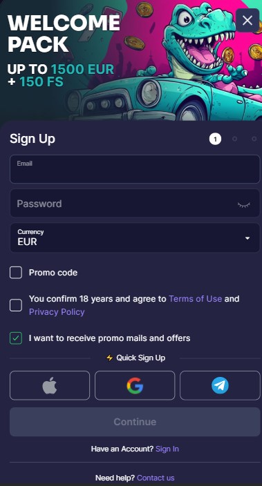 BinoBet Casino Sign Up
