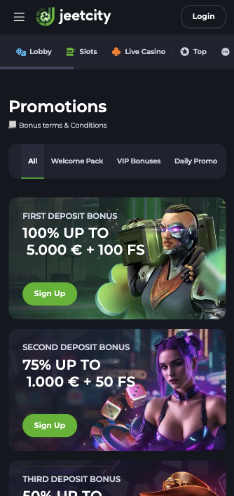 JeetCity Casino Bonuses