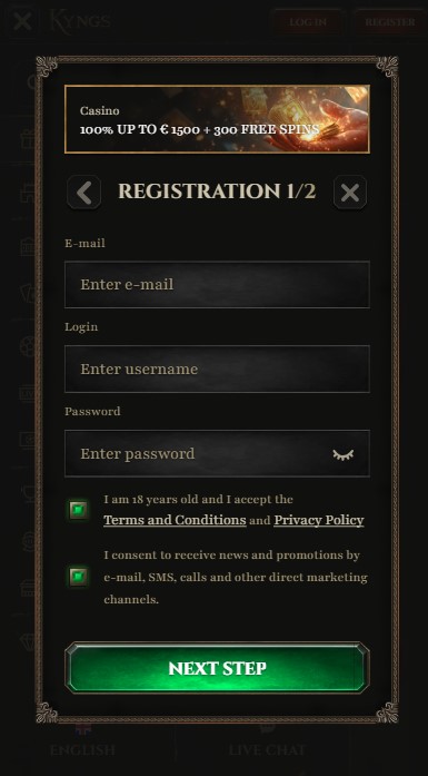 Kyngs Casino Registration