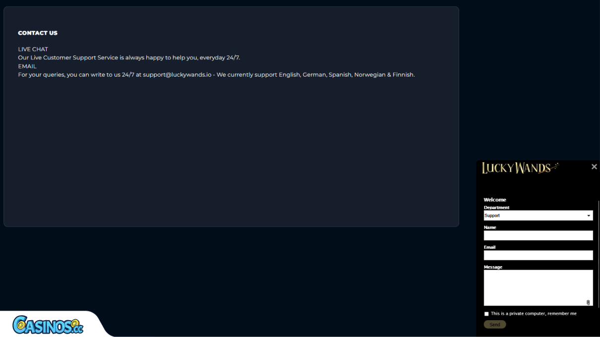Luckywands Casino Support