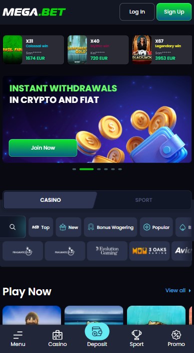 MegaBet Casino Lobby