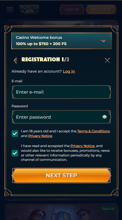 MonsterWin Casino Sign Up