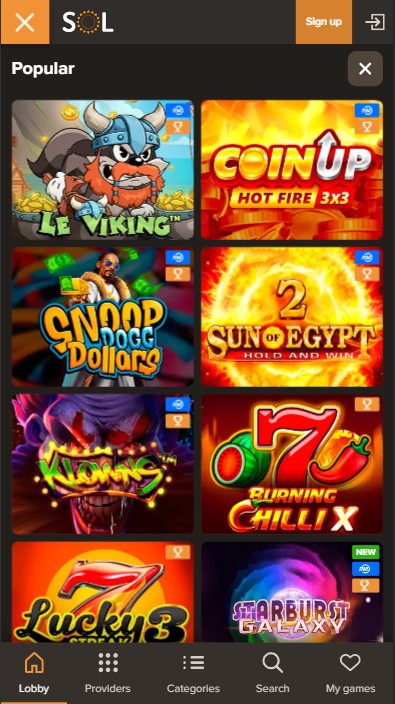 Sol Casino Games