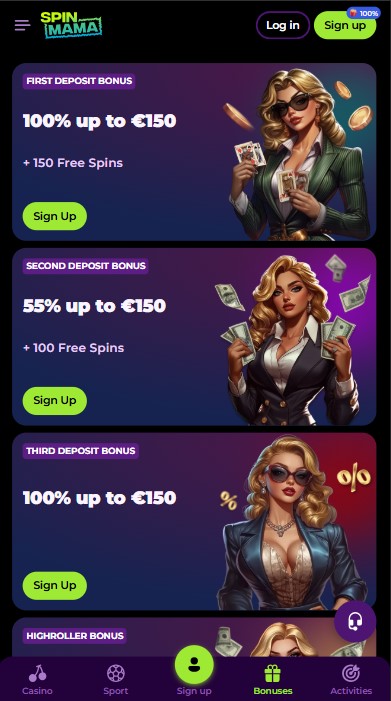 Spinmama Casino Bonuses